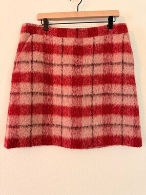 Boden Red and Pink Plaid Mini Skirt